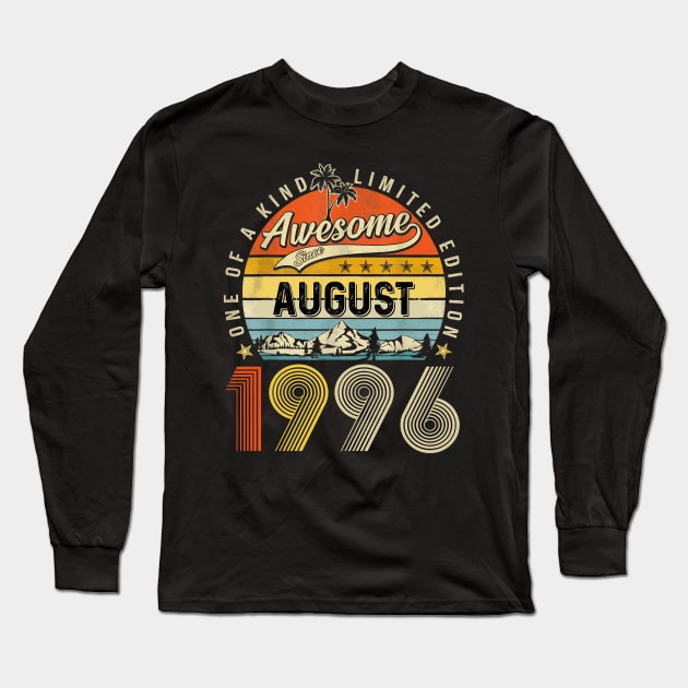 Awesome Since August 1996 Vintage 27th Birthday Long Sleeve T-Shirt by Marcelo Nimtz